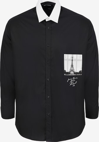 Karl Lagerfeld Regular Fit Hemd in Schwarz: Vorderseite