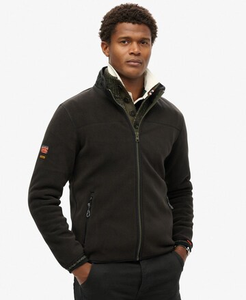 melns Superdry Flīsa jaka: no priekšpuses