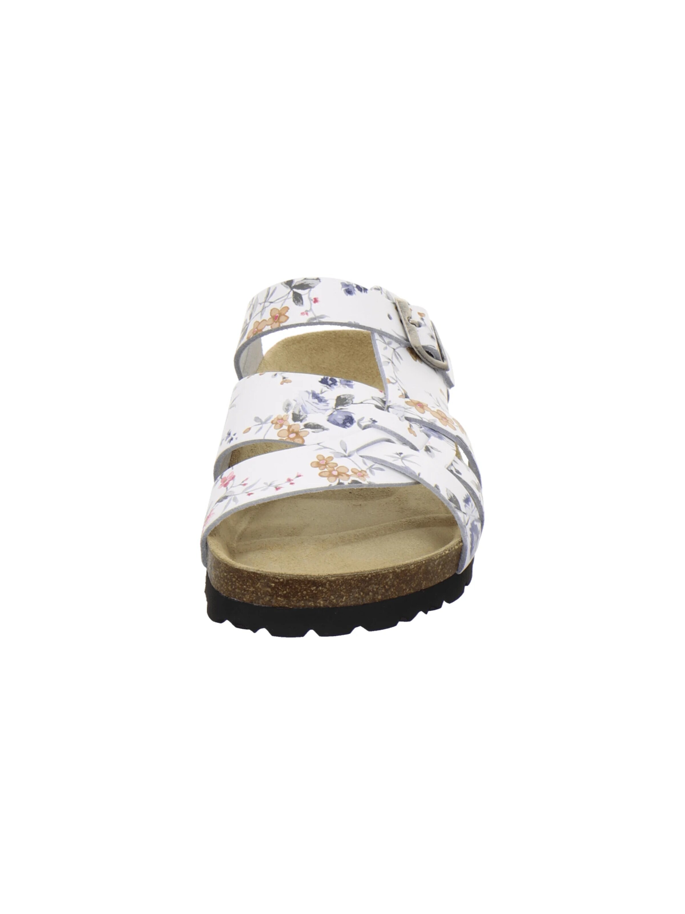 AFS-Schuhe - Zapatos abiertos 'Pantoletten Damen Kralle weiß flower' en blanco