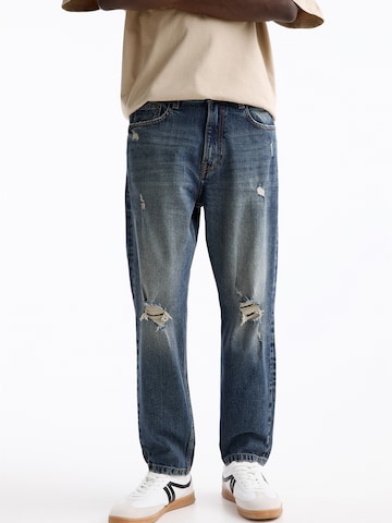 Slimfit Jeans de la Pull&Bear pe albastru: față