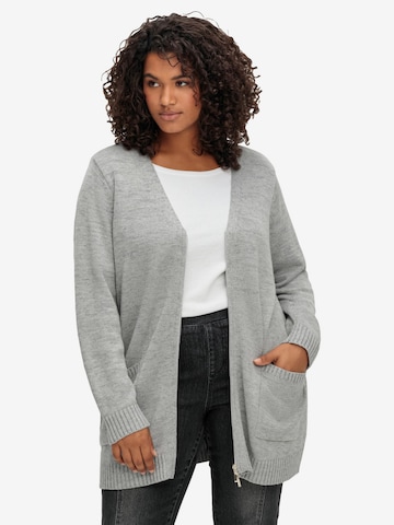 SHEEGO Knit Cardigan in Grey: front