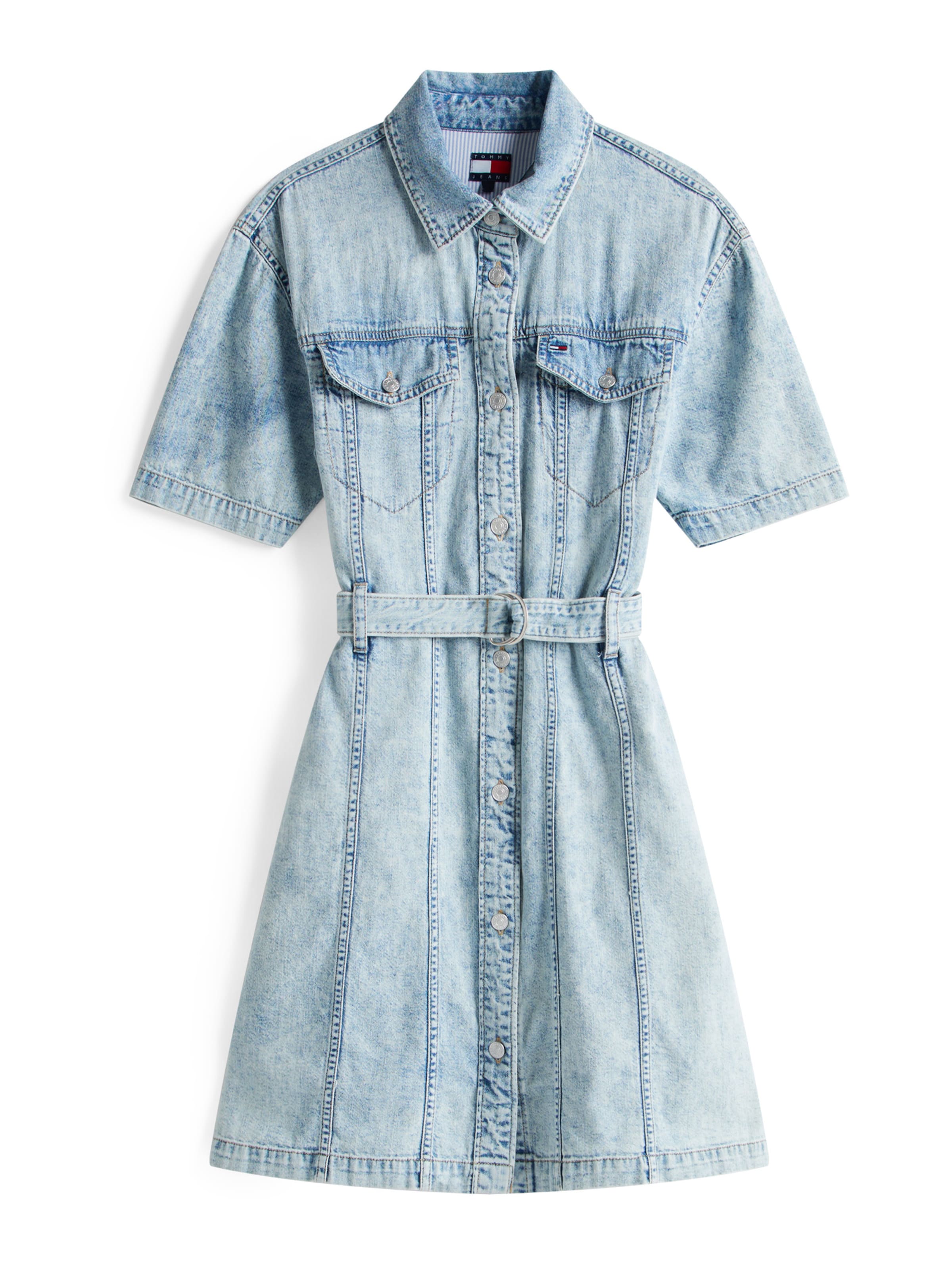 Tommy Jeans Рокля тип риза в синьо: отпред