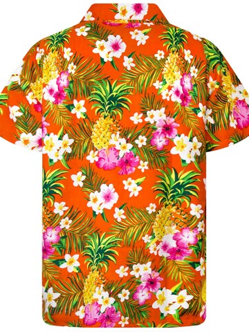 King Kameha Regular Fit Hemd 'Pineapple Flowers' in Orange