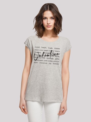 T-shirt 'Valentine Herz Hugs Kisses Love Flowers Joy' F4NT4STIC en gris : devant