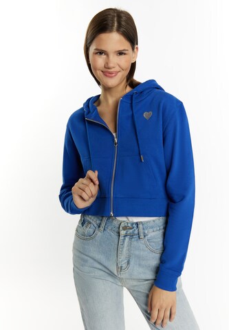 MYMO - Sudadera con cremallera 'Biany' en azul: frente