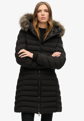 Superdry Wintermantel 'Fuji' in Zwart: voorkant