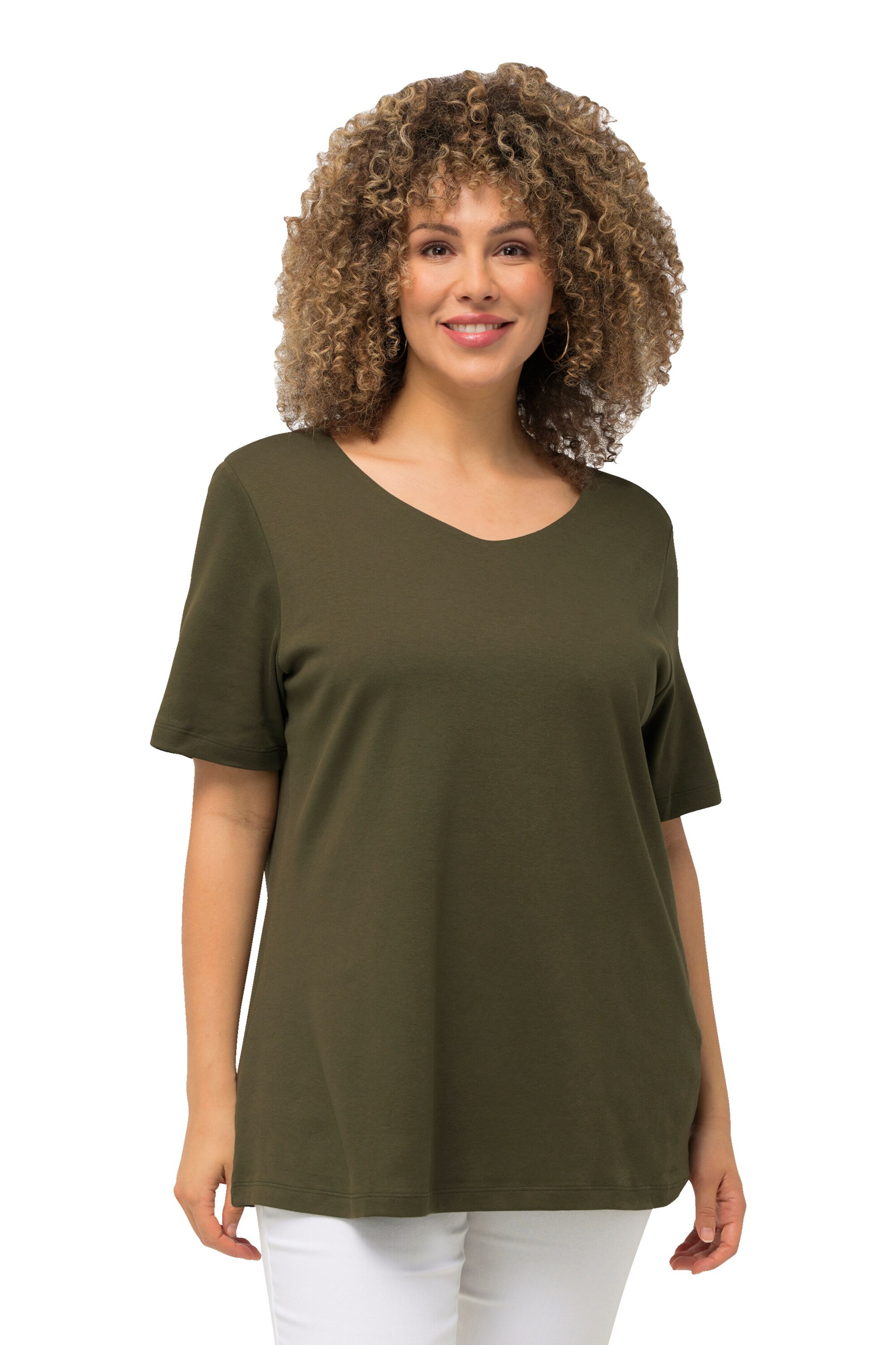 T-shirt Ulla Popken en vert : devant