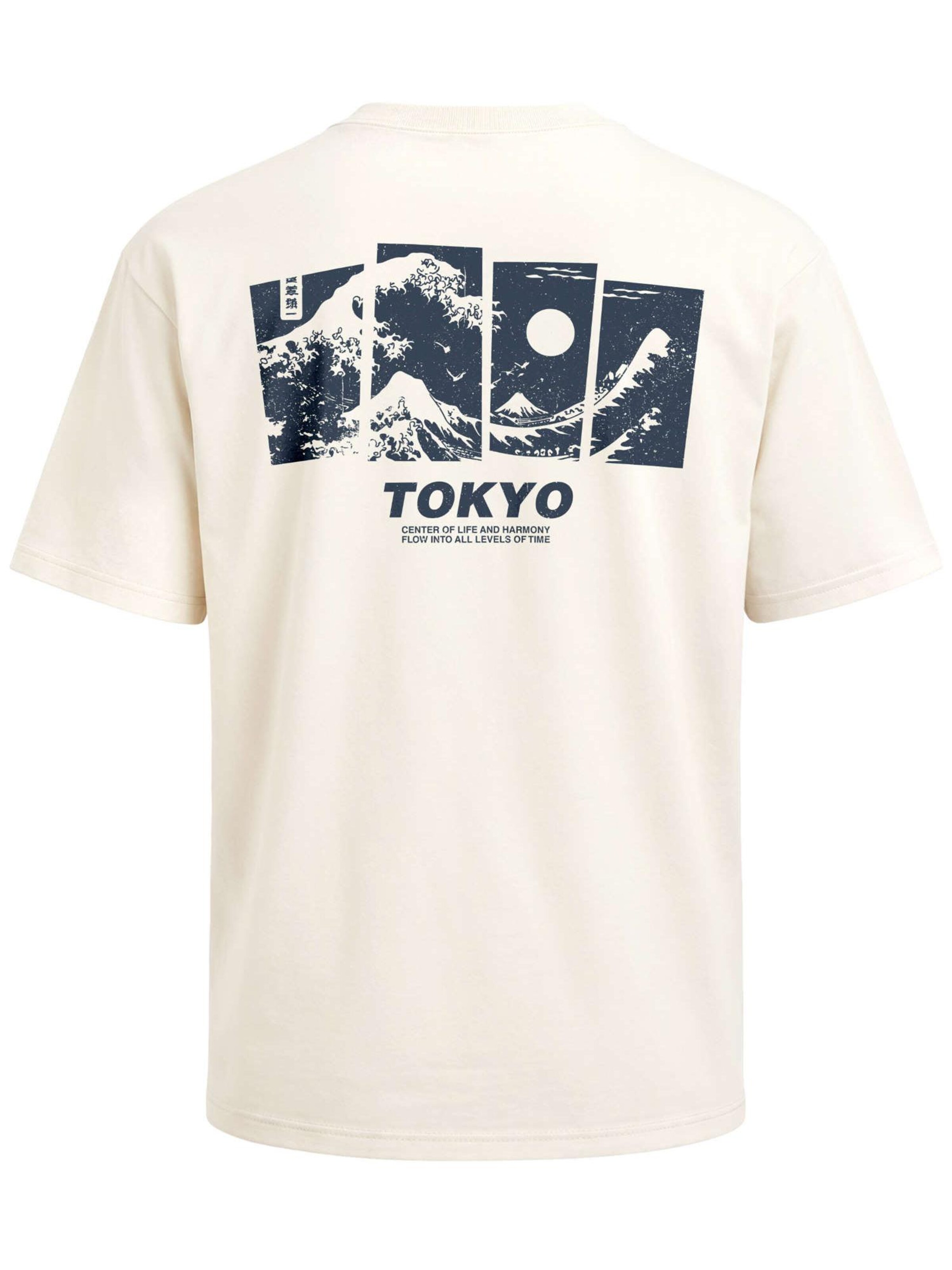 Neverless Shirt 'Tokyo Wave'‌ in Beige: Vorderseite