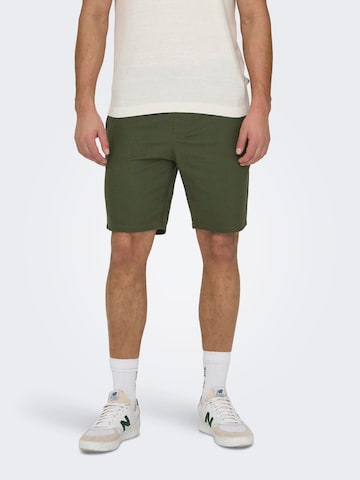 Only & Sons Regular Chino Pants 'Linus' in Green: front