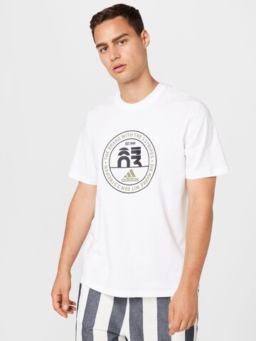 ADIDAS SPORTSWEAR Performance shirt 'Basics Emblem Graphic' in White: front