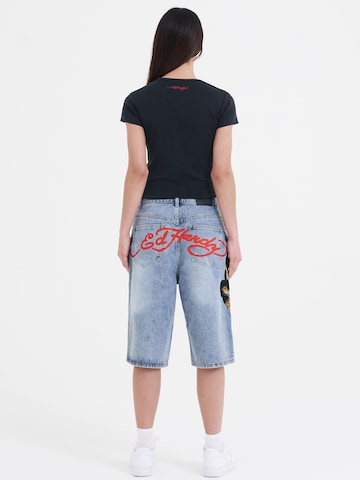 Ed Hardy Loosefit Shorts 'Panther Crawl' in Blau