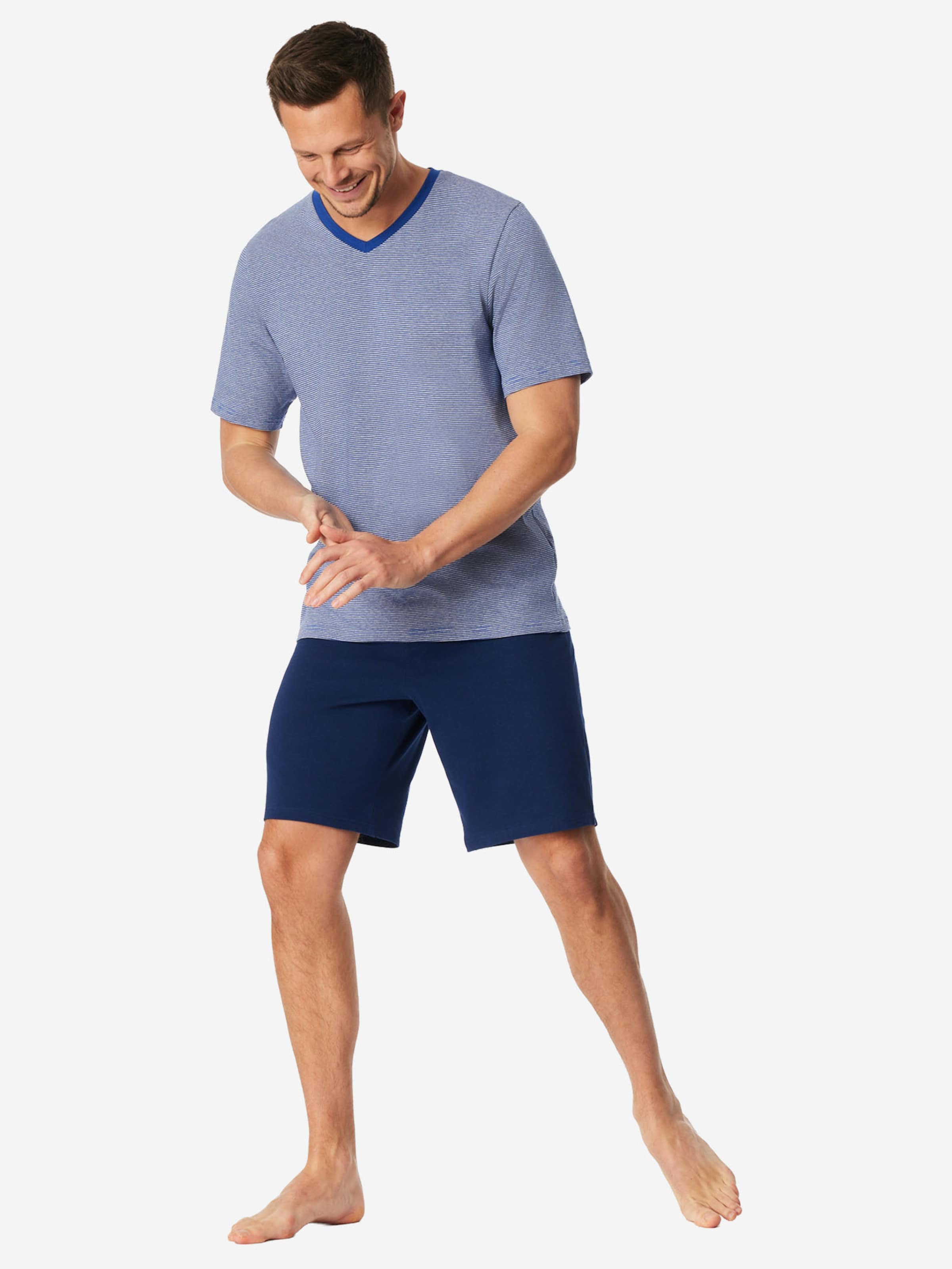 SCHIESSER Pyjama lang ' 95/5 ' in Blauw