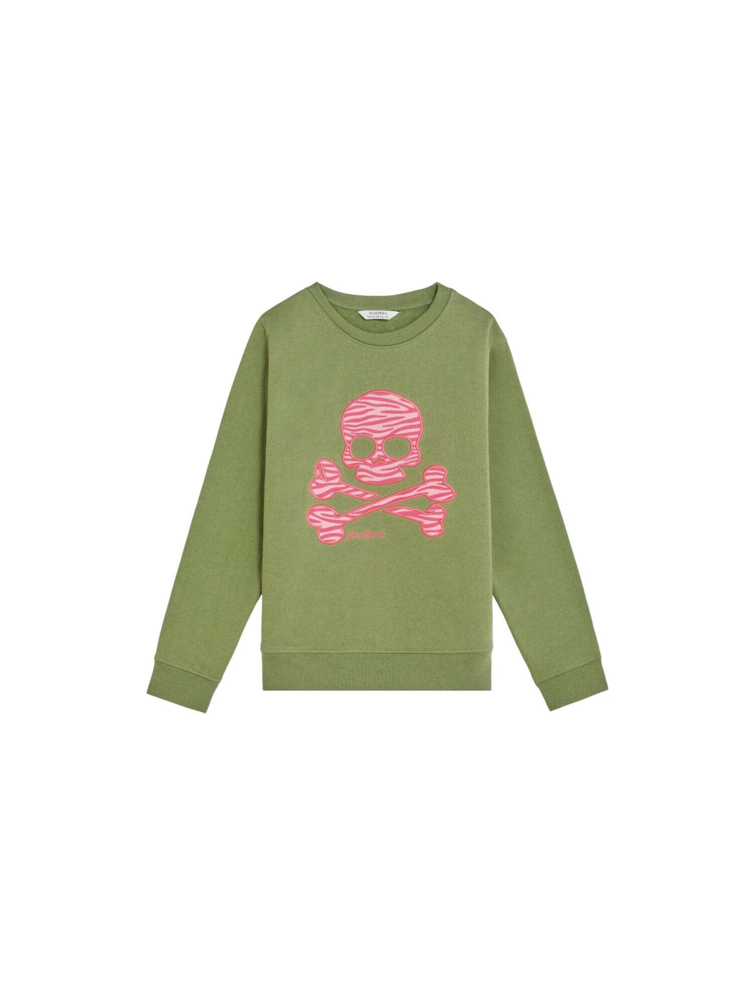 Scalpers Μπλούζα φούτερ 'Zebraskullsw' σε πράσινο: μπροστά