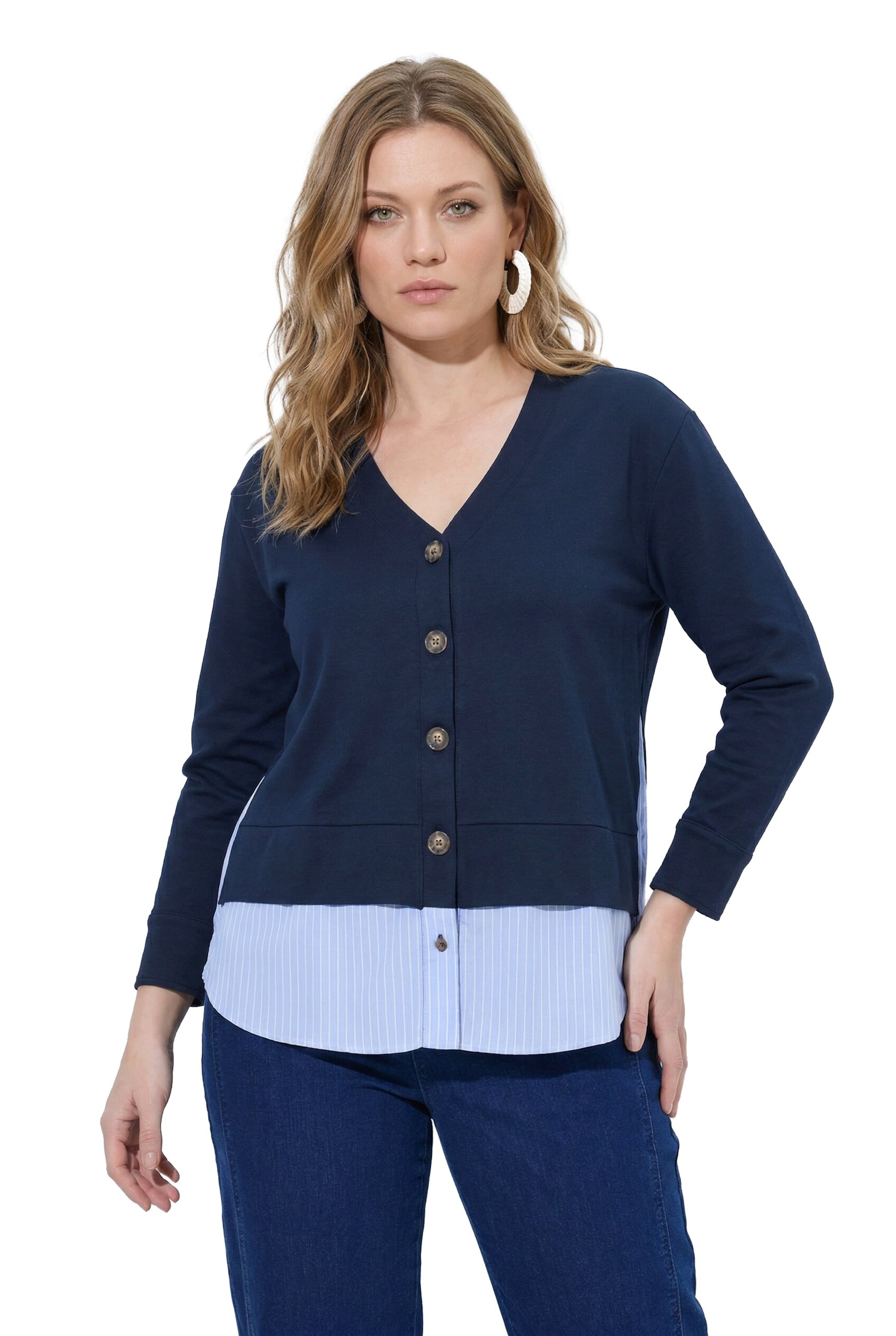 Ulla Popken Sweat jacket in Blue: front