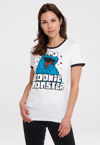 LOGOSHIRT T-Shirt 'Krümelmonster' in Weiß: predná strana