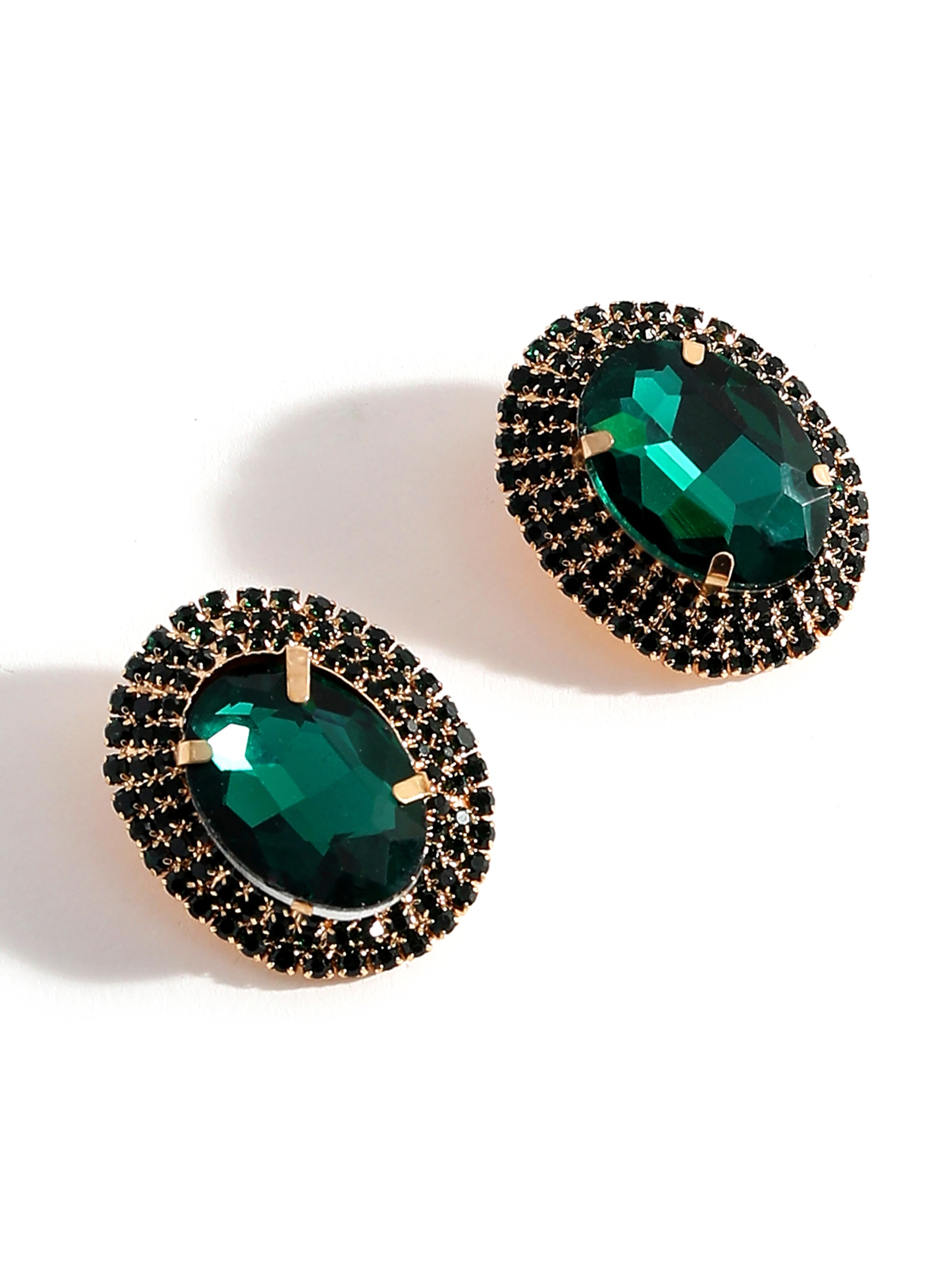 SOHI Kolczyki 'Santu' w kolorze zielony: przód