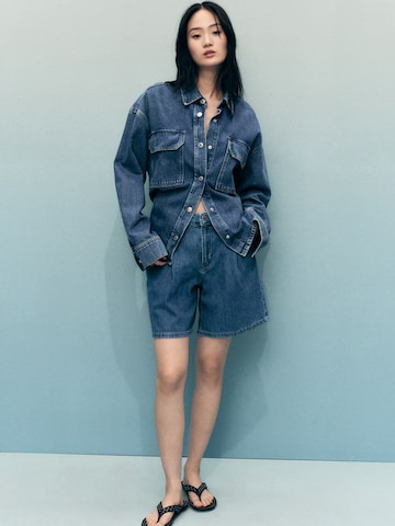 MANGO Loosefit Pressveckade jeans 'MARINA' i blå