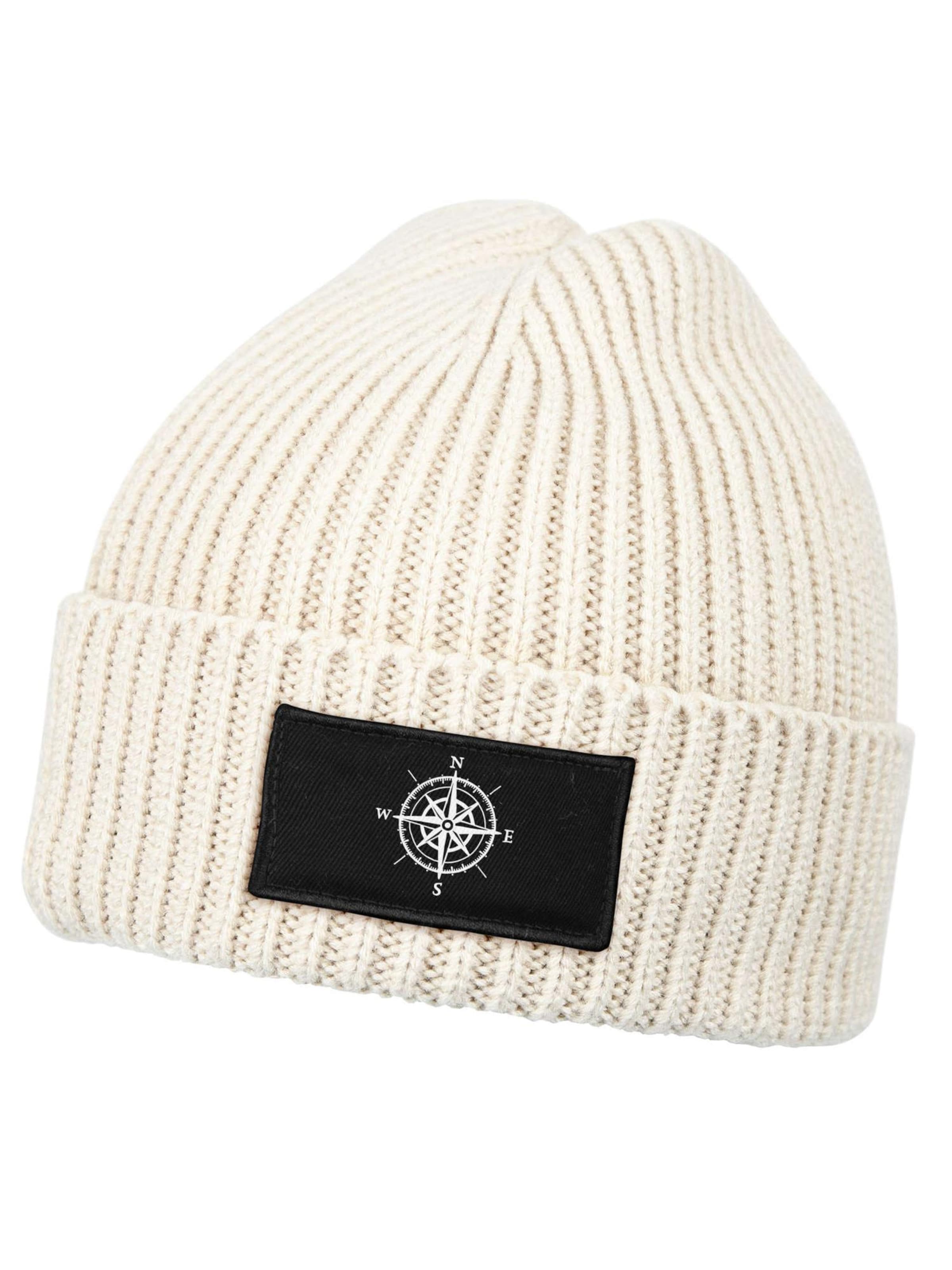 Neverless Beanie 'Kompass' in Beige