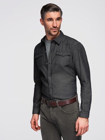 Ombre Comfort fit Overhemd in Zwart