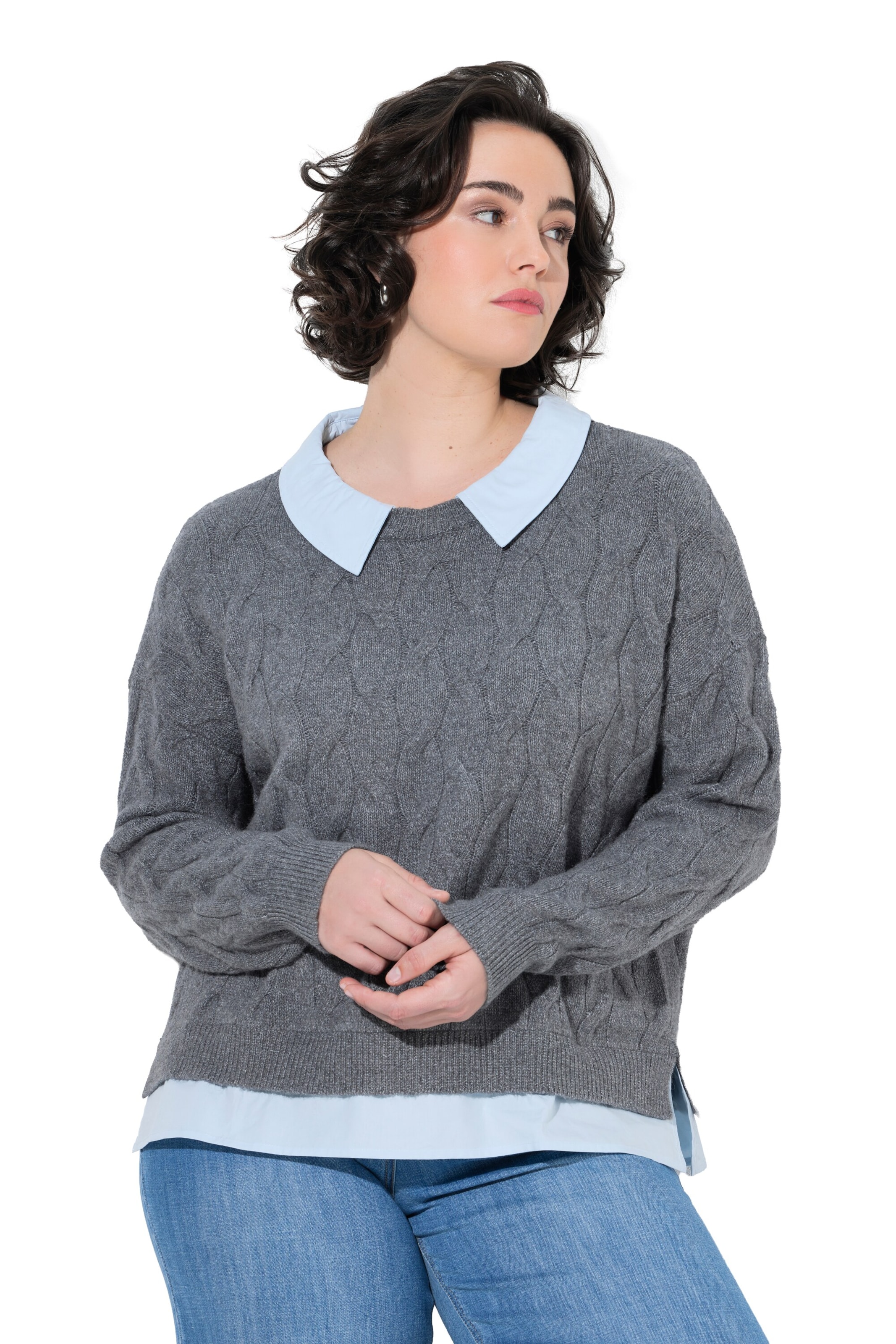 Ulla Popken Pullover in Grau: Vorderseite