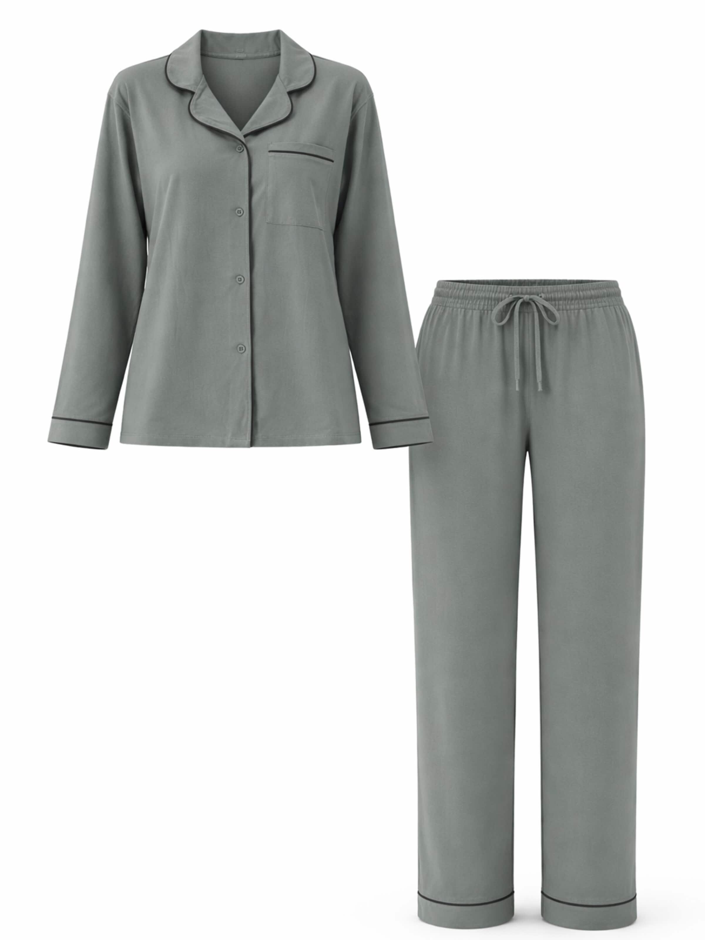 Pigiama 'Leafletic Women’s Nightwear Long set' di LEAFLETIC in verde: frontale