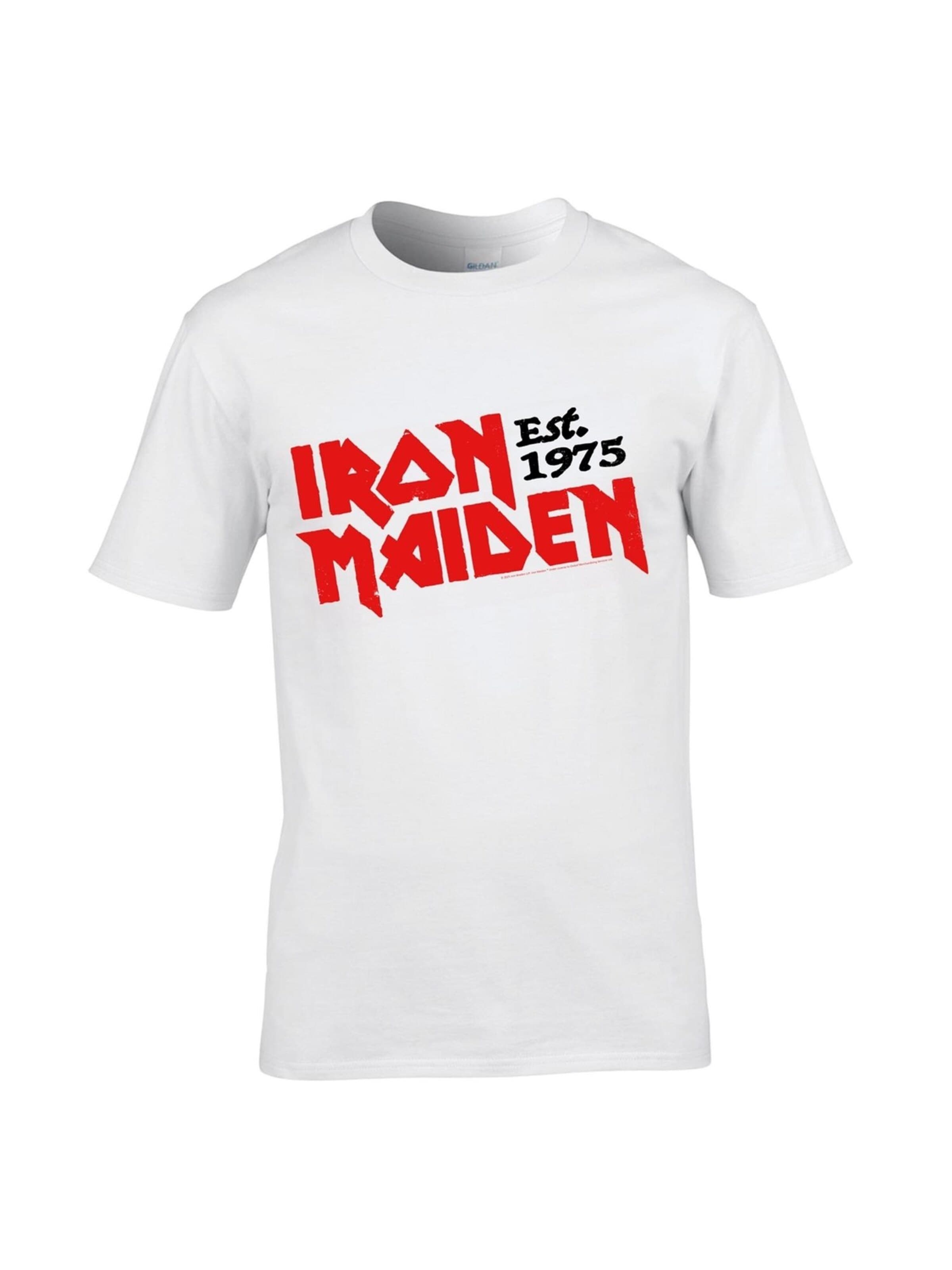Iron Maiden Shirt 'Iron Maiden Slanted' in White: front