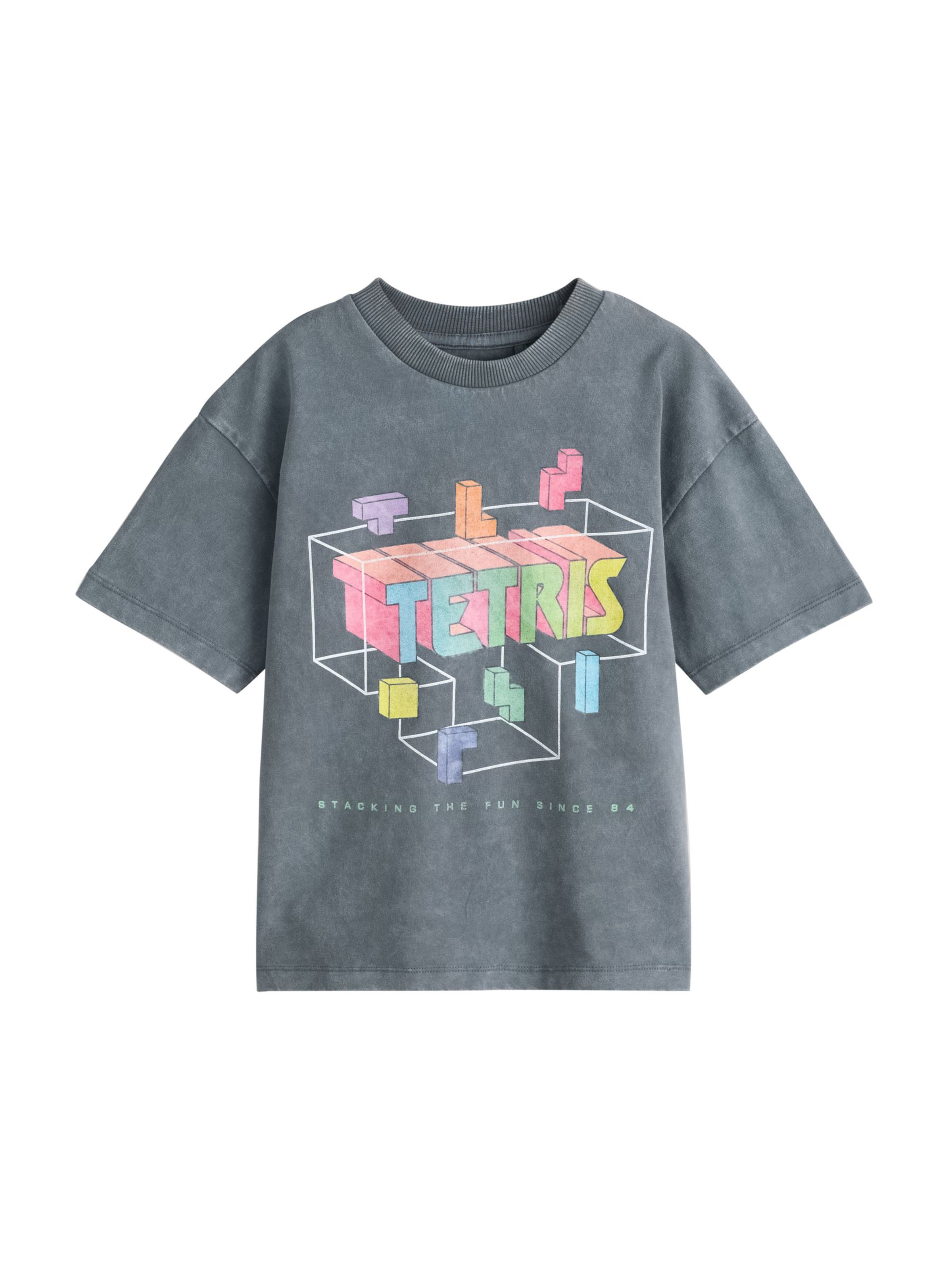 Next T-shirt 'Tetris' i grå: framsida