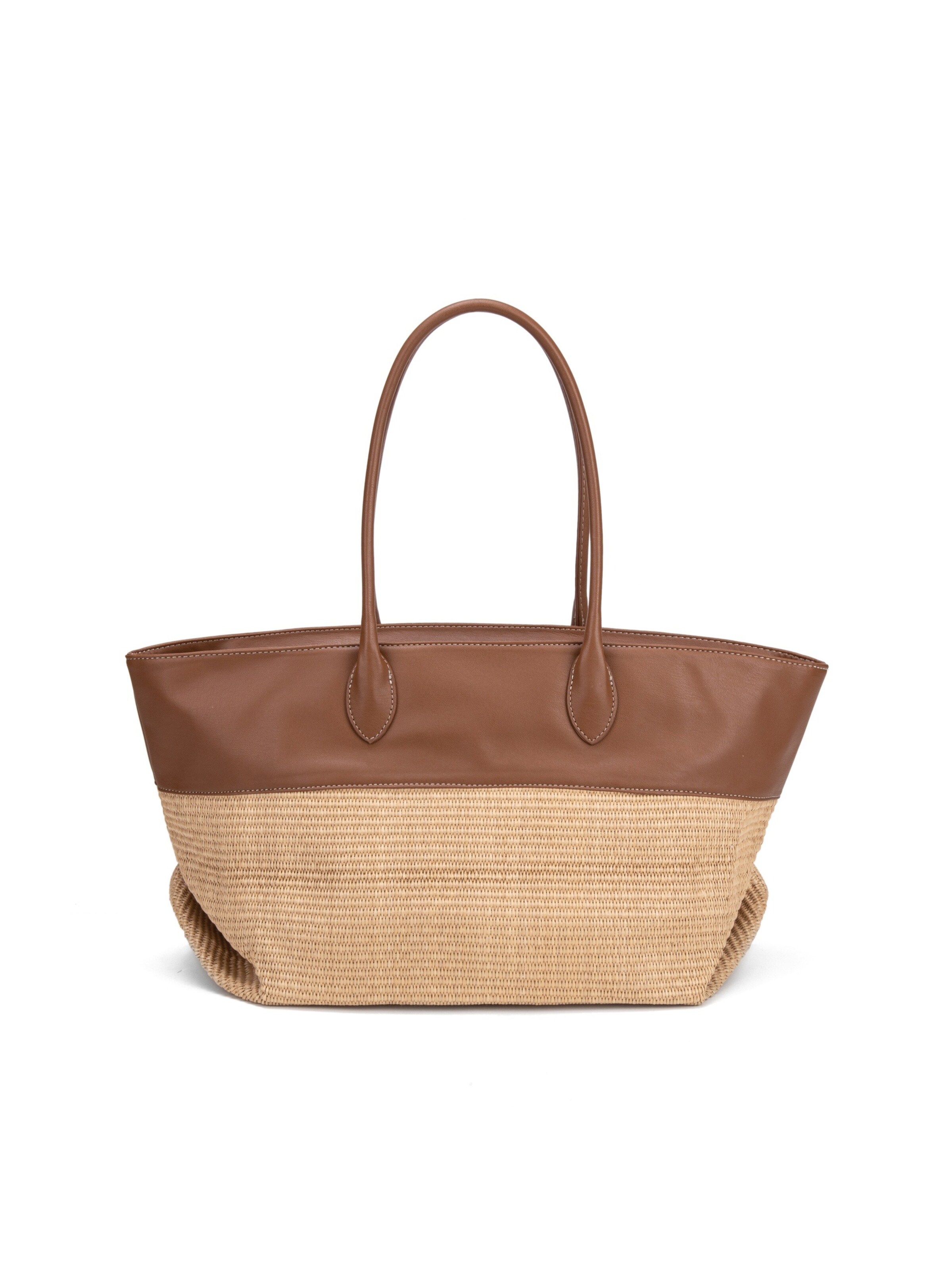Borsa a spalla 'Borsa Shopper David Jones Bicolore Ecopelle e Tessuto Intrecciato' di David Jones in beige