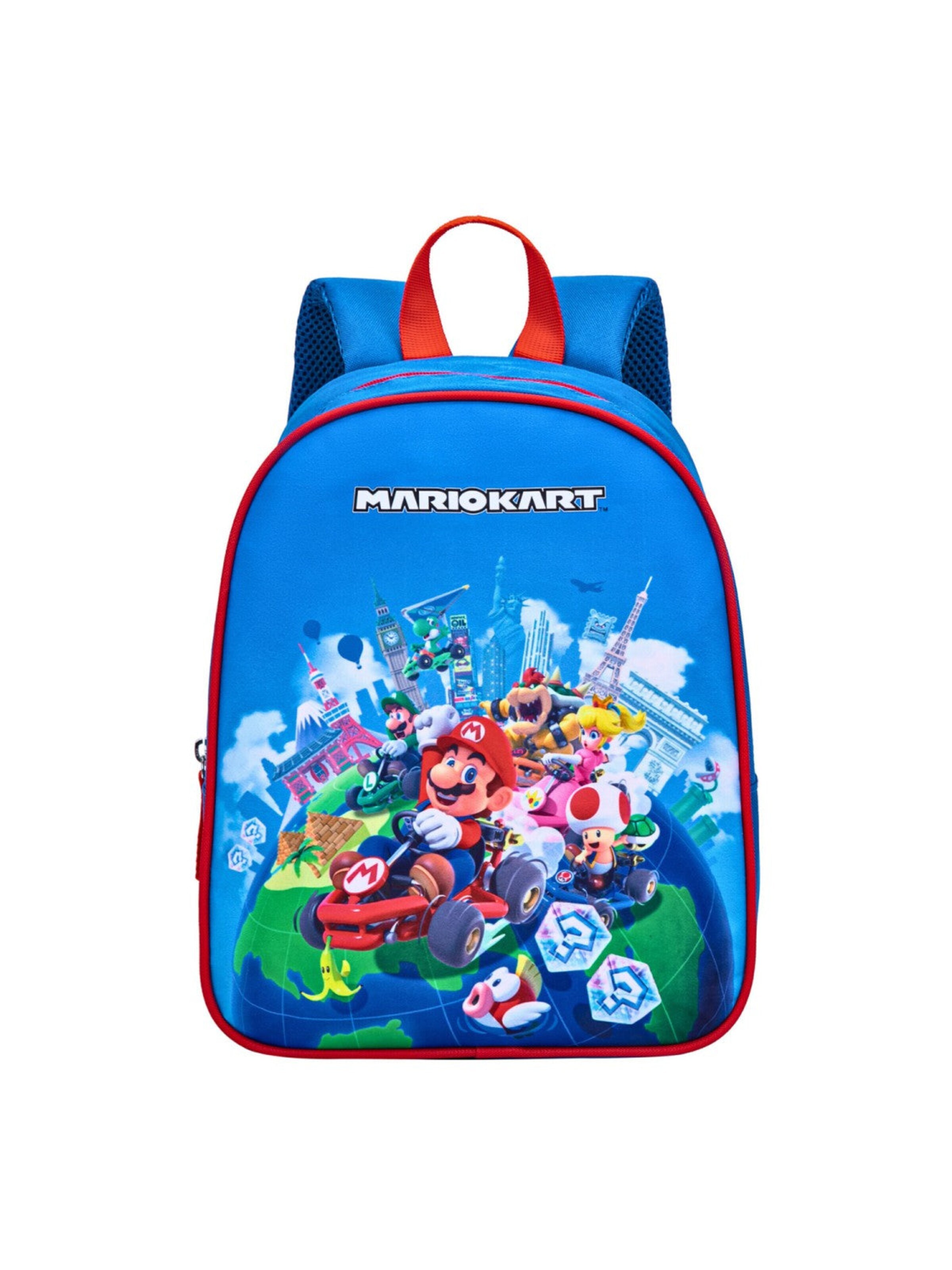 Super Mario Backpack 'Mario Kart Rugzak Kinderen – Rugtas Jongens – Hoogte 31 cm' in Blue: front