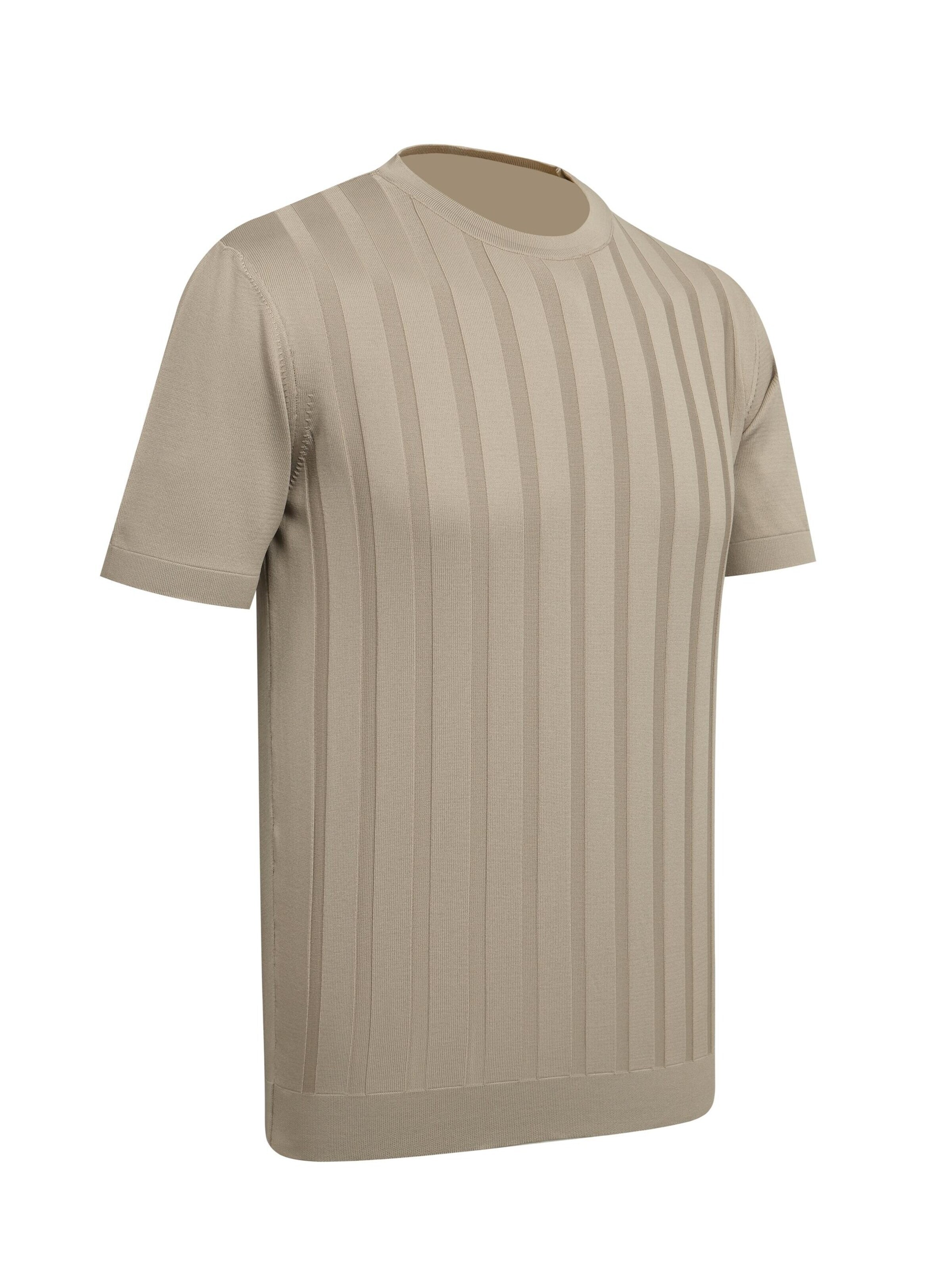 Cizgi Triko Shirt in Beige