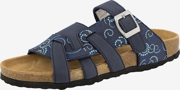 SUPERSOFT by Indigo Pantolette 'Classic' in Blau: Vorderseite