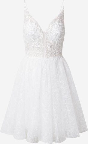 Robe de cocktail Laona en blanc : devant