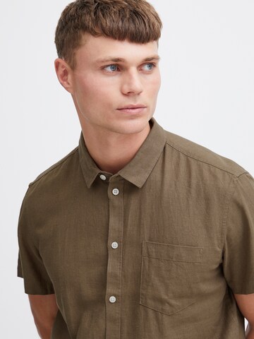 !Solid Slim fit Button Up Shirt 'Allan' in Brown