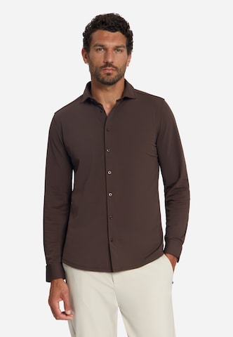 No Excess Regular Fit Hemd in Braun: Vorderseite