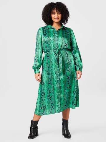River Island Plus Shirt Dress in Green: front