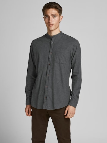 JACK & JONES Slim fit Button Up Shirt in Grey: front
