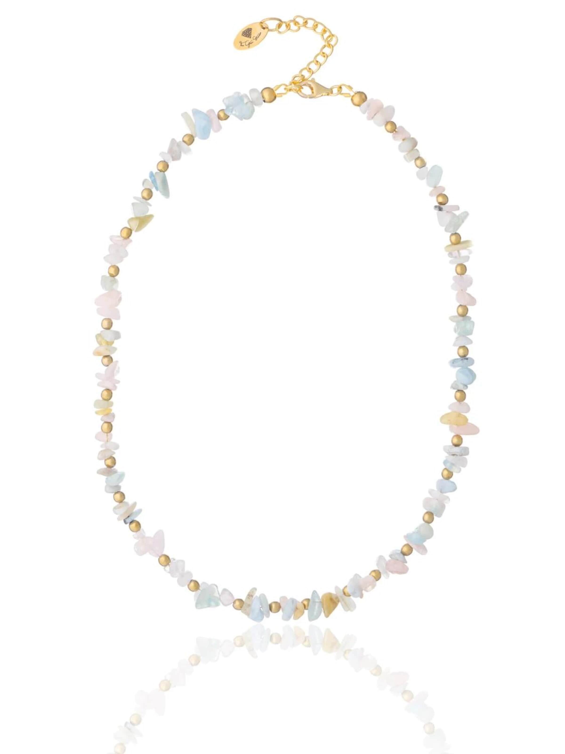 THE GEM STORIES JEWELRY Αλυσίδα 'Morganite Minimal Necklace' σε ροζ: μπροστά