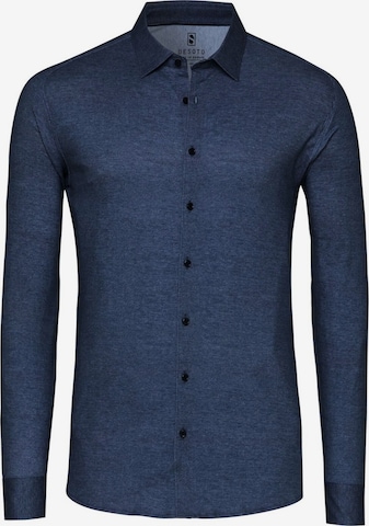 DESOTO Slim fit Button Up Shirt in Blue: front