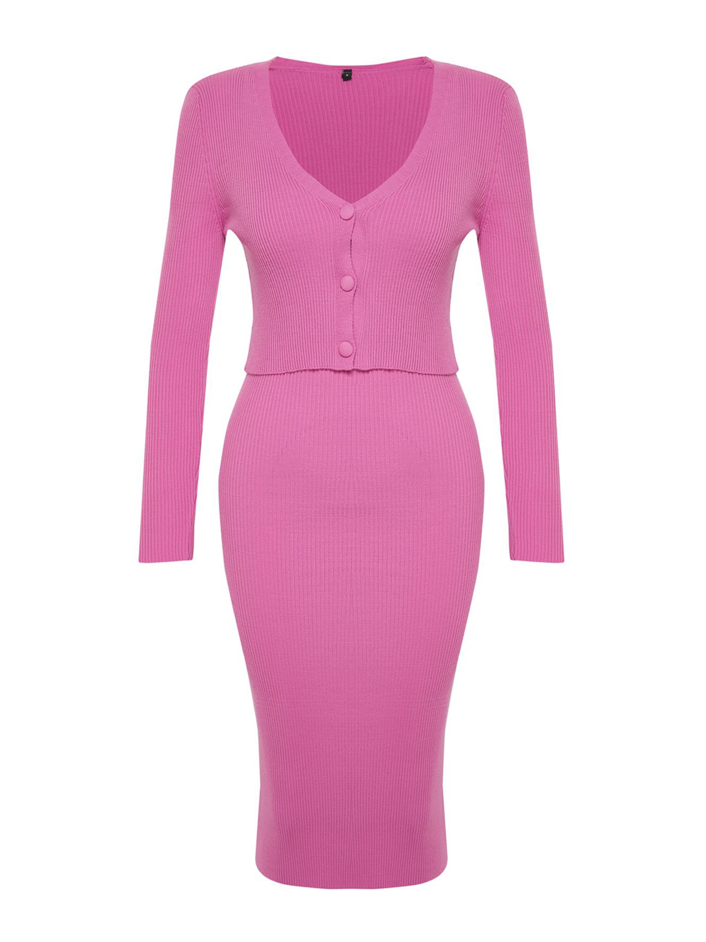 Trendyol - Vestido de punto en rosa: frente