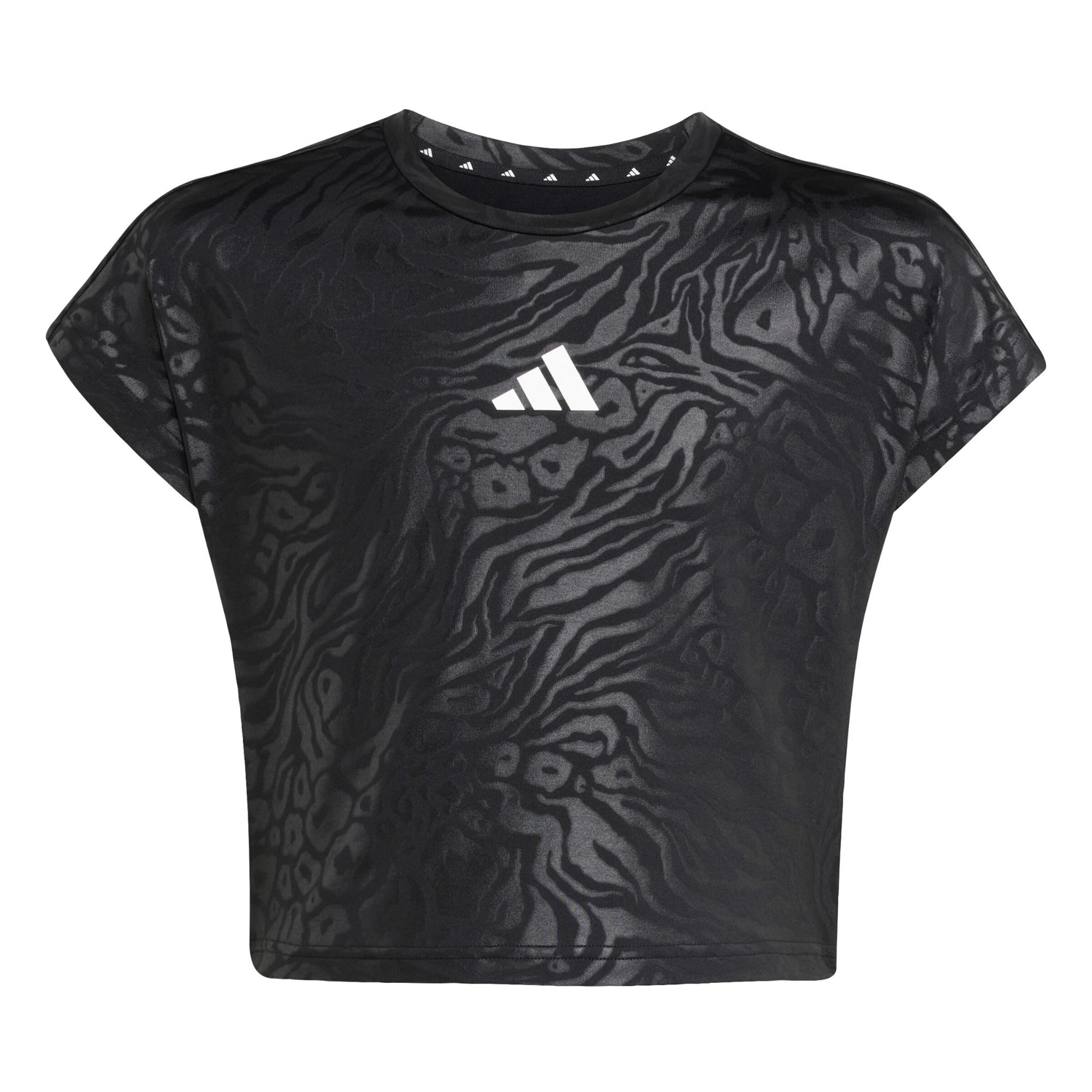 ADIDAS SPORTSWEAR - Camiseta funcional 'All Sports Animal Print Crop' en negro: frente