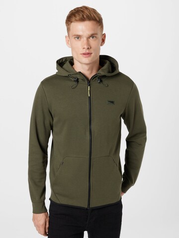 JACK & JONES Zip-Up Hoodie in Green: front