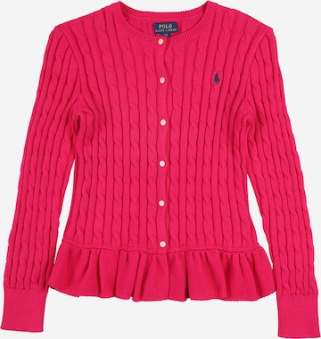 Polo Ralph Lauren Knit cardigan 'PEPLUM' in Pink: front