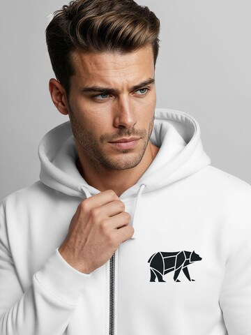 Neverless Sweatjacke 'Bär Lineart Polygon'‌‌‌‌‌‌‌ in Weiß