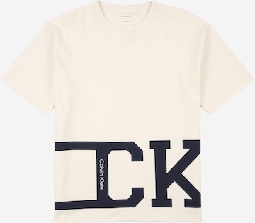 Calvin Klein Jeans Тениска 'VARSITY' в бежово: отпред