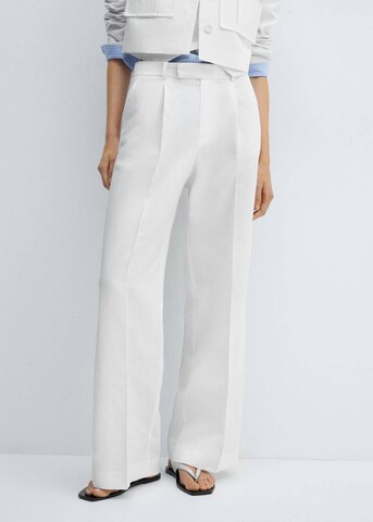 MANGO Wide leg Pantalon 'Lugo' in Wit: voorkant