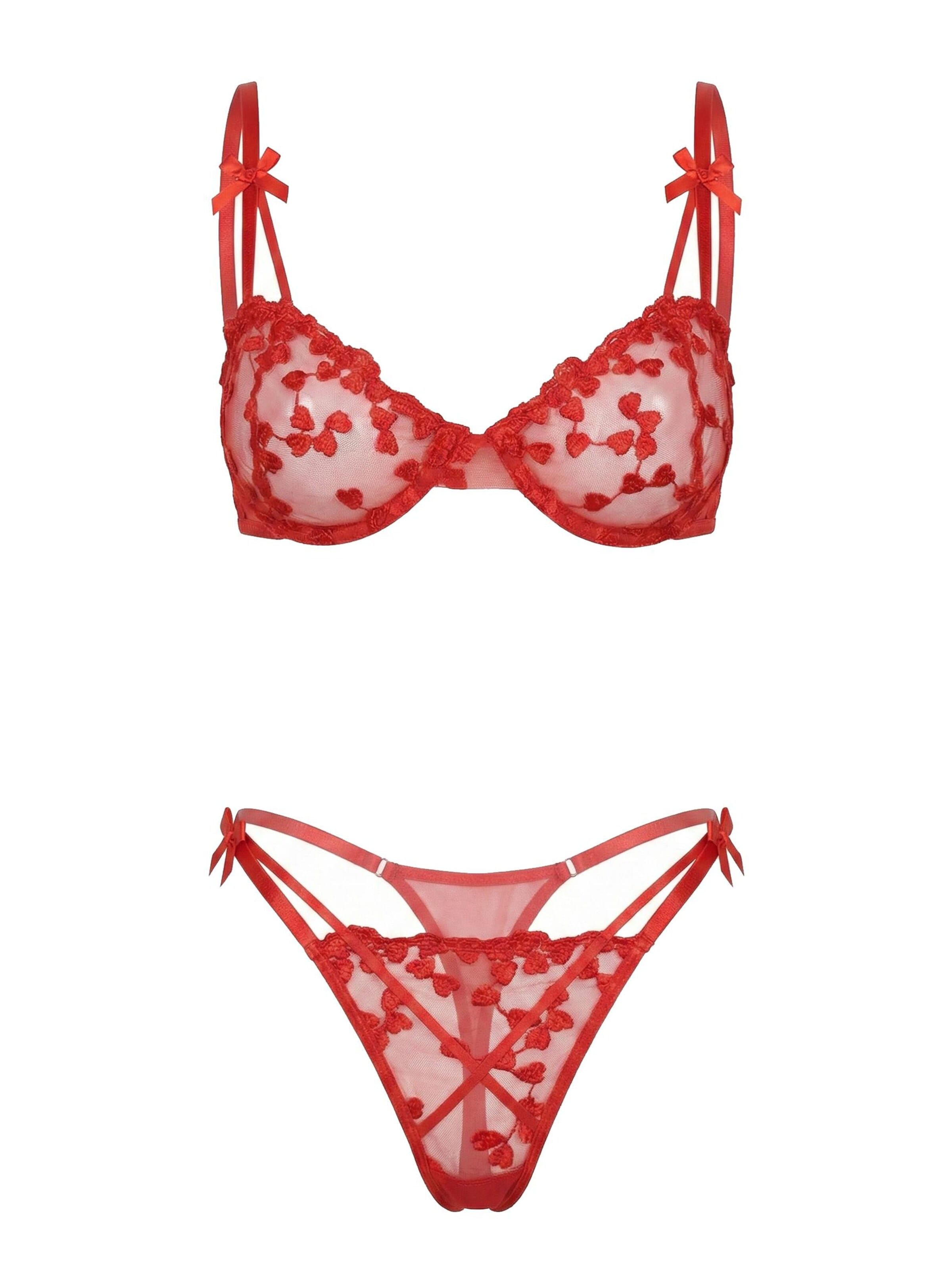 L.BEV Underwear Sets 'Amore Rosso Set' in Red: front