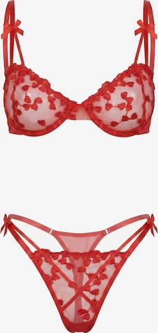 L.BEV Wäsche-Sets 'Amore Rosso Set' in Rot: Vorderseite