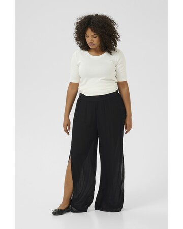 KAFFE CURVE Wide leg Broek in Zwart: voorkant