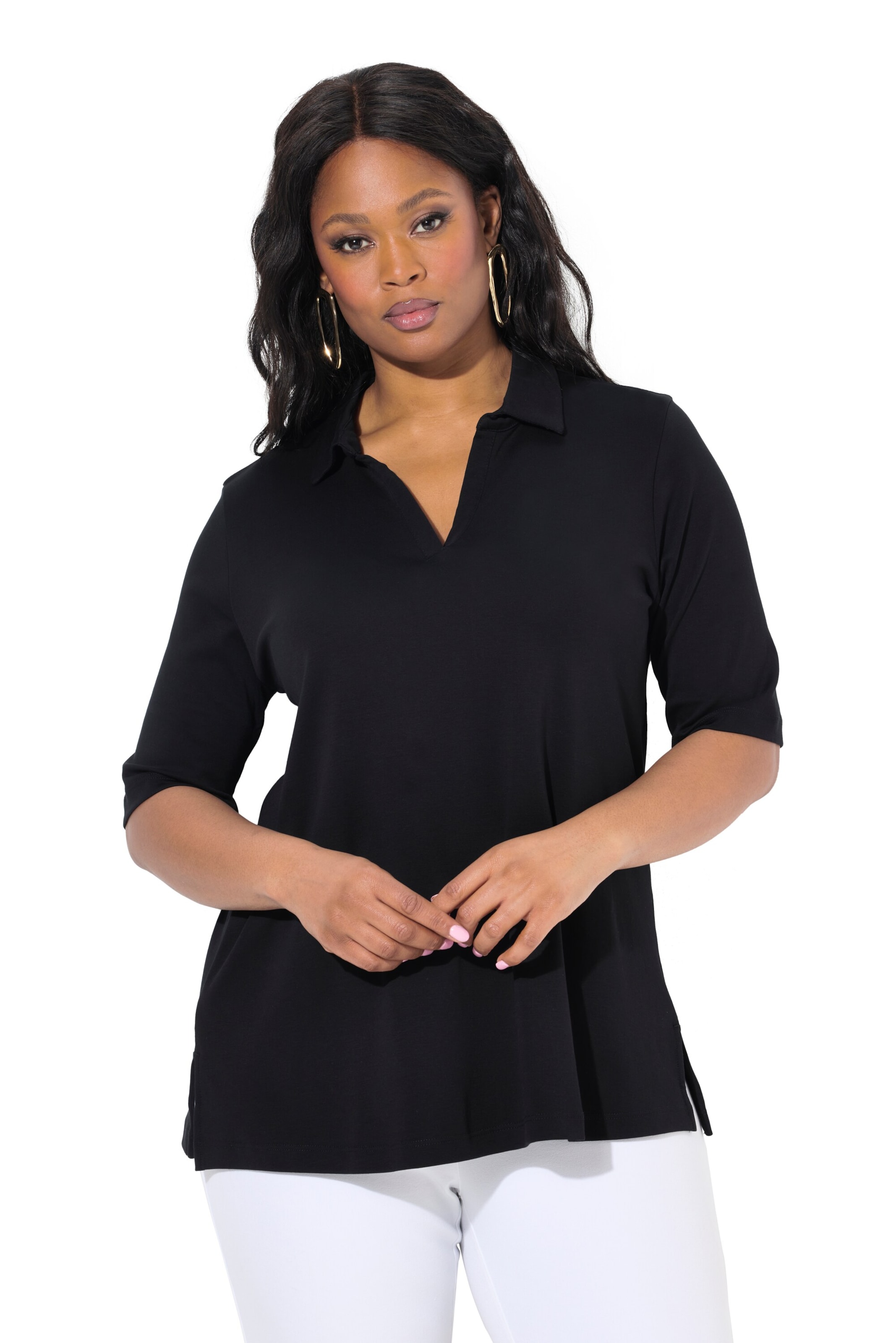 T-shirt Ulla Popken en noir : devant