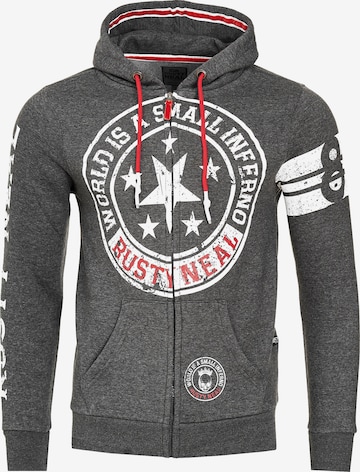 Rusty Neal Zip-Up Hoodie in Grey: front